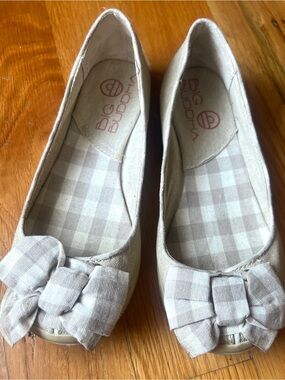 Big Buddha Light Beige Plaid Bow Ballet Flats